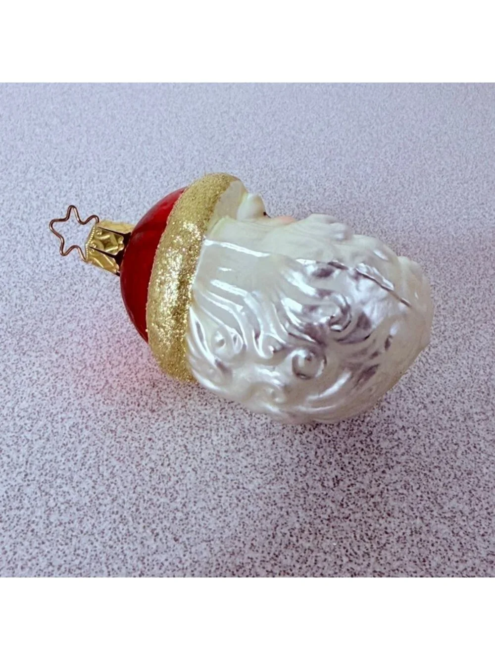 Germany Blown Glass Santa Claus Head Ornament Christmas Vintage Hand-Painted 4